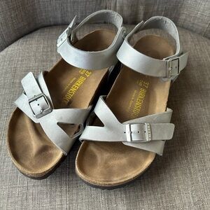 Birkenstock silver color sandals  in size 37
